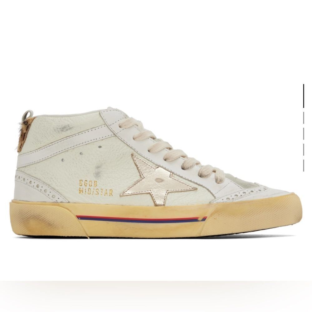 Golden Goose Mid Star Off White Sneakers Leopard Fur Heel - Picture 14 of 14